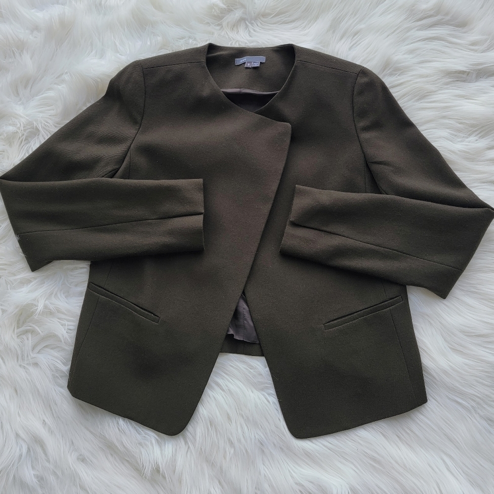 Vince Wool Olive Green Assymetrical Jacket/Blazer